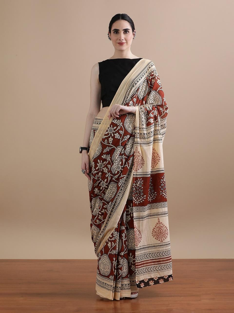 Mulmul Cotton Bangru Print Saree