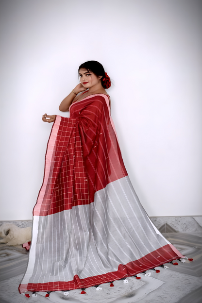 Half Check Cotton Saree