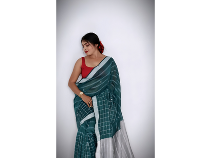 Half Check Cotton Saree