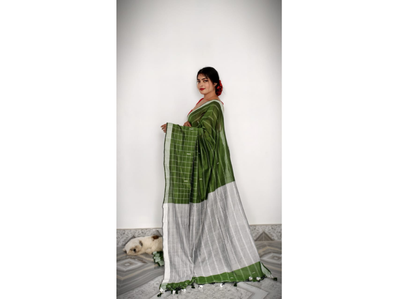 Half Check Cotton Saree