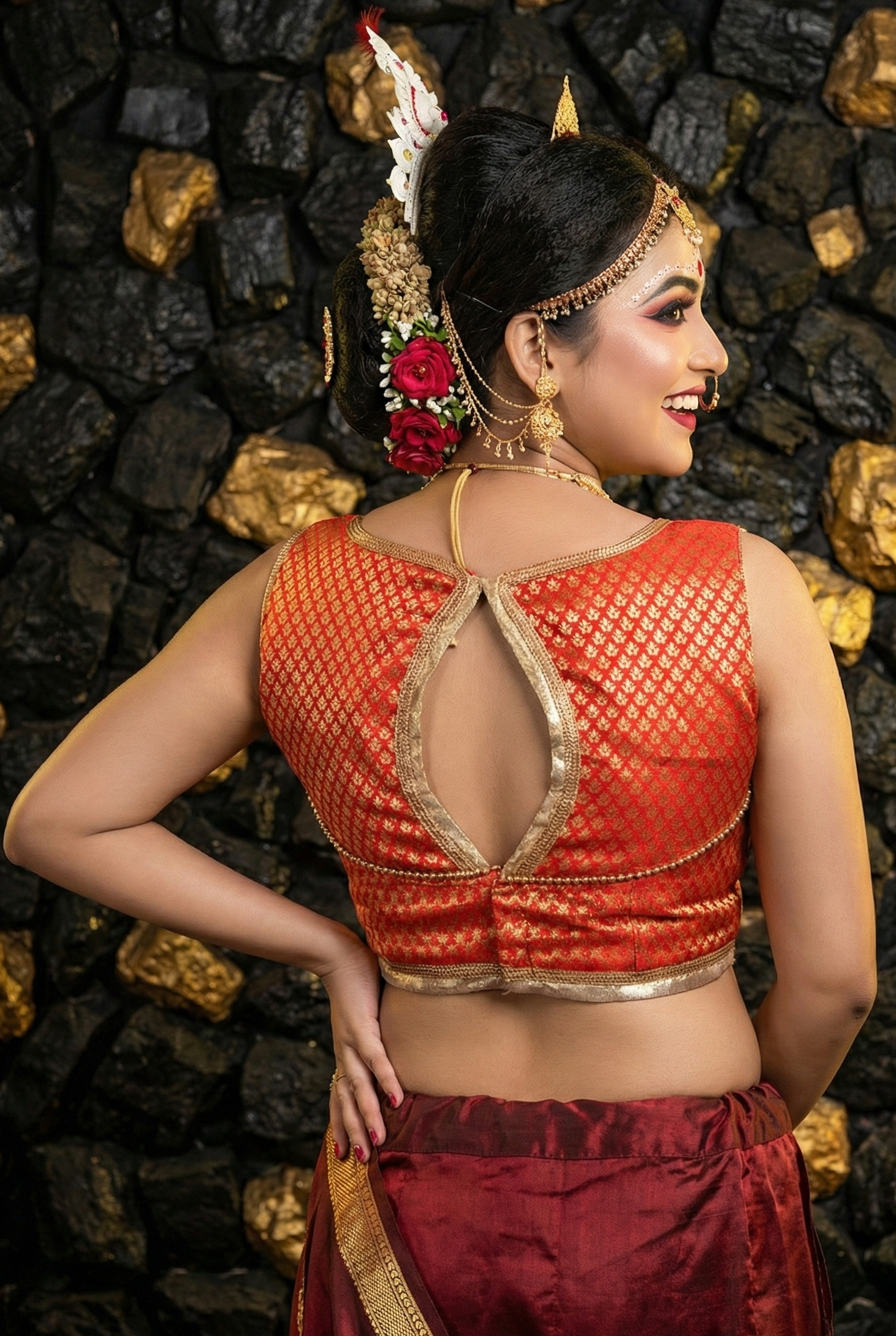 Designer Back Neck Cut for Silk Saree Blouse - Fully Stitched