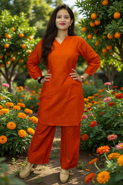 Assorted Plain Cotton Office Wear CoOrd Set – View 3 | Bong Trendz