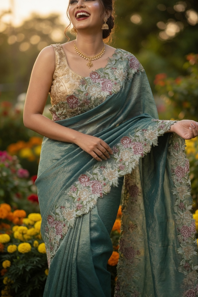 Bagicha Tissue Silk Saree – View 2 | Bong Trendz