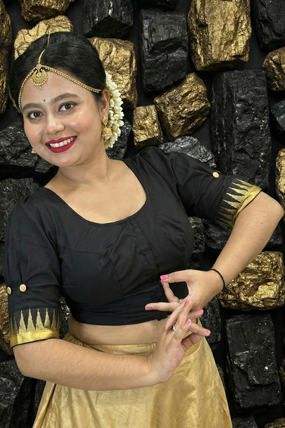 Designer Black Golden Temple  Cotton Readymade Blouse