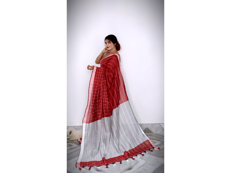 Half Check Cotton Saree