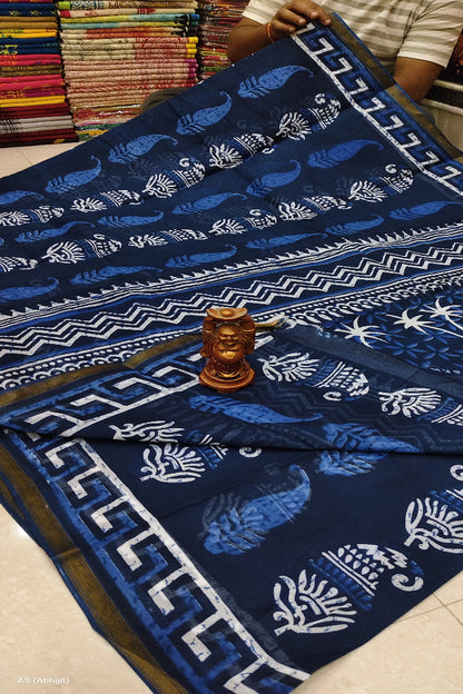 Chanderi Indigo Saree