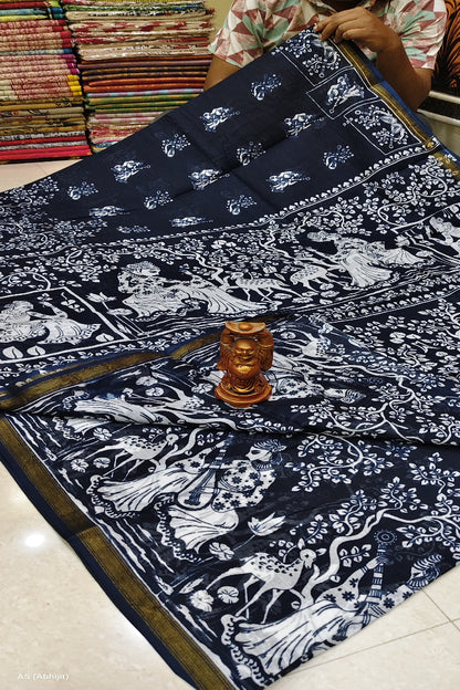 Chanderi Indigo Saree