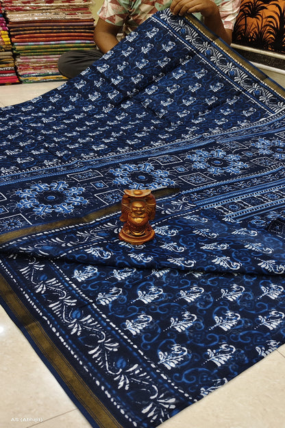Chanderi Indigo Saree