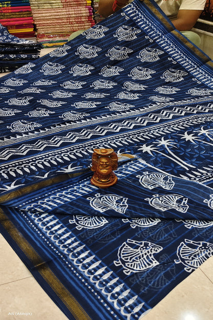 Chanderi Indigo Saree