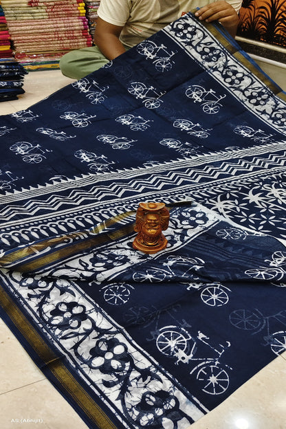  Chanderi Indigo Saree