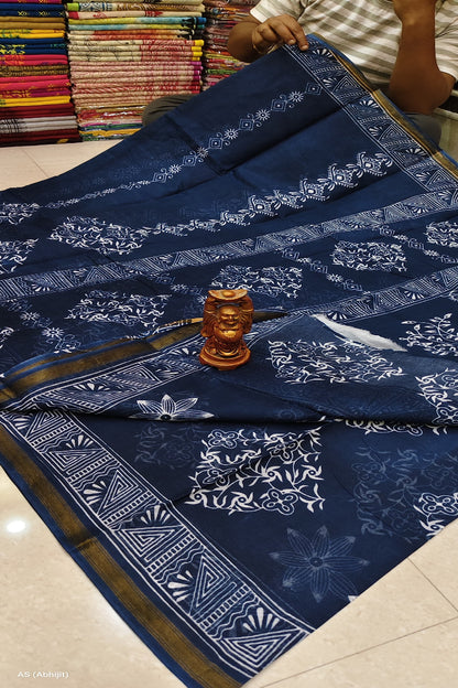 Chanderi Indigo Saree