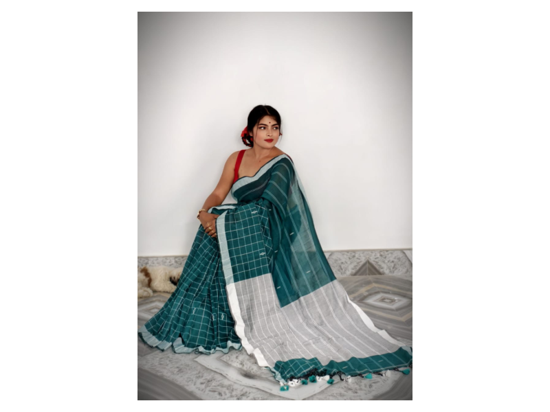 Half Check Cotton Saree