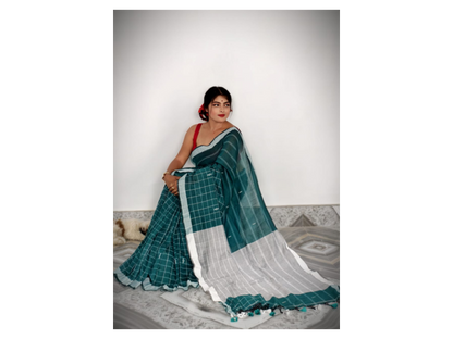 Half Check Cotton Saree