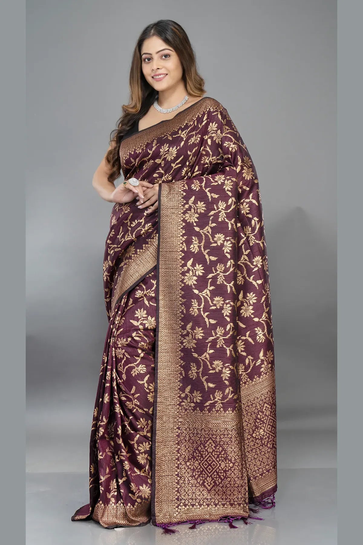 Matka Jaal Silk Saree – View 11 | Bong Trendz