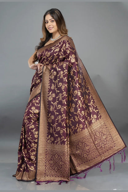 Matka Jaal Silk Saree – View 9 | Bong Trendz