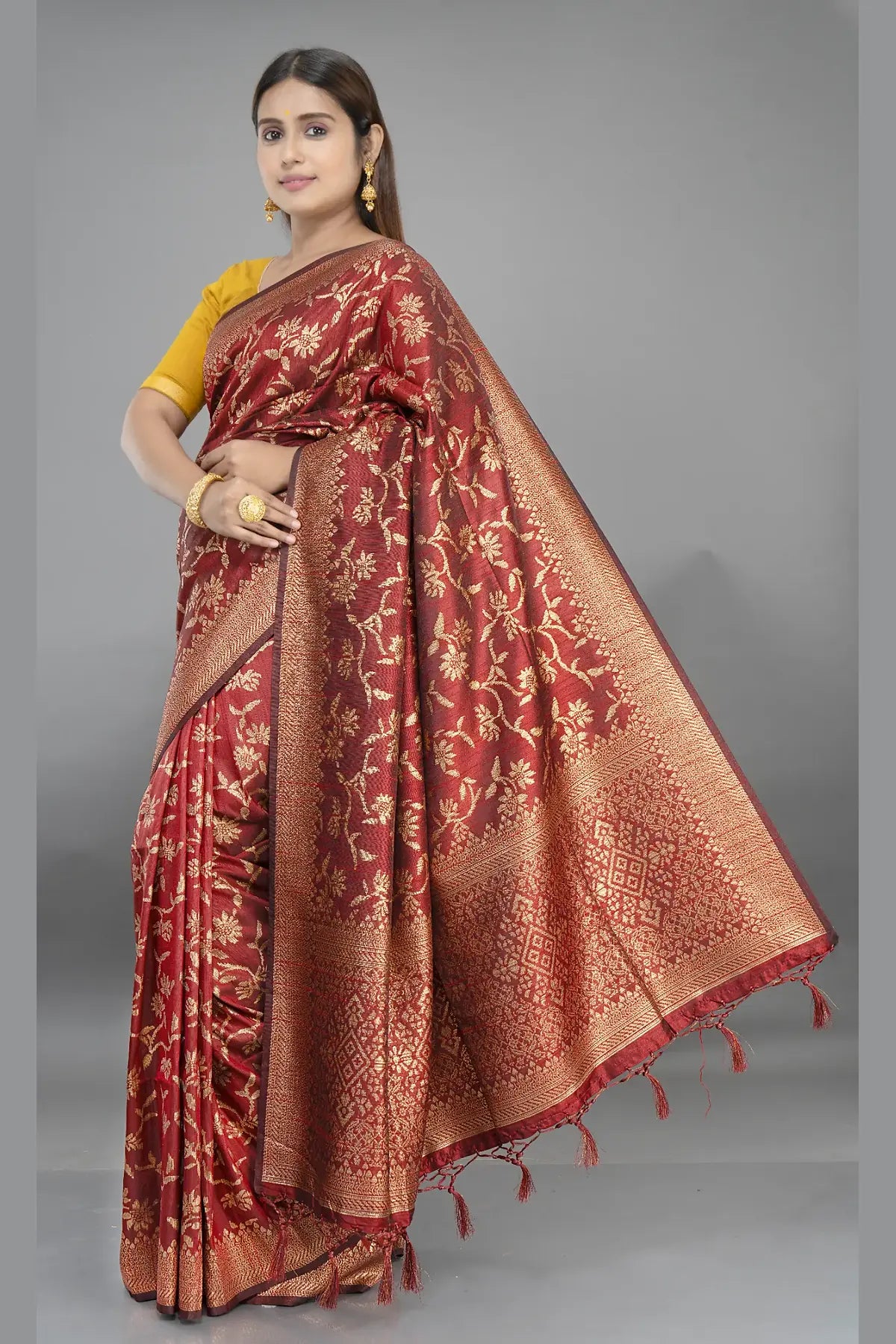 Matka Jaal Silk Saree – View 12 | Bong Trendz