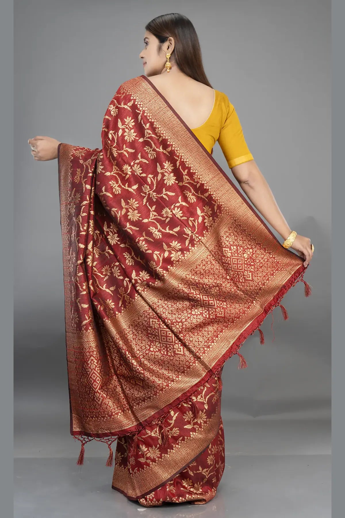 Matka Jaal Silk Saree – View 8 | Bong Trendz