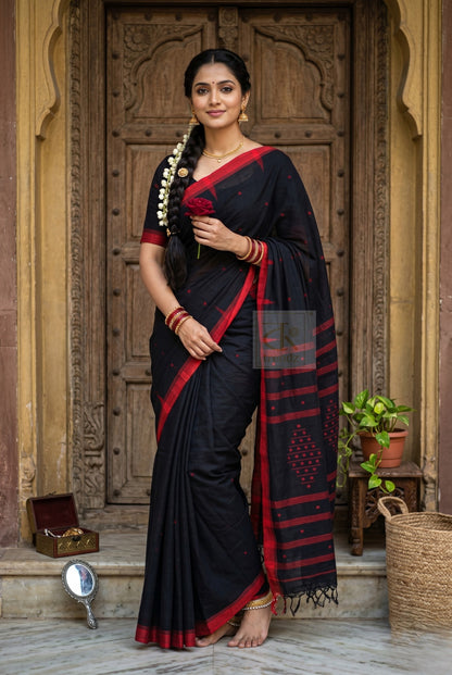 Exclusive Pure Cotton Handloom Saree with Blouse Piece | Hand Woven