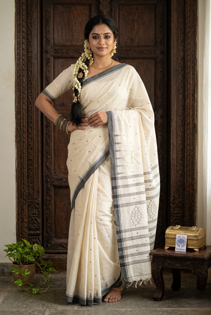 Exclusive Pure Cotton Handloom Saree with Blouse Piece | Hand Woven