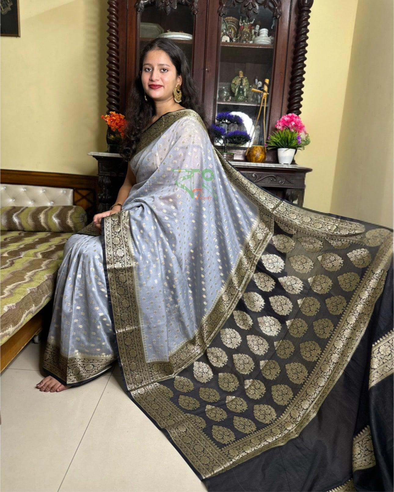 Exclusive Handloom Georgette Saree - Green - handloom georgette saree | Bong Trendz