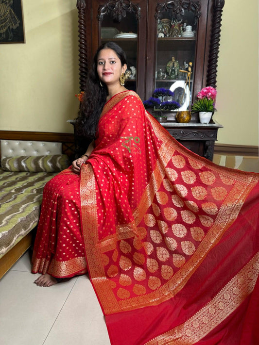 Exclusive Handloom Georgette Saree - Green - handloom georgette saree | Bong Trendz