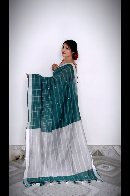 Half Check Cotton Saree