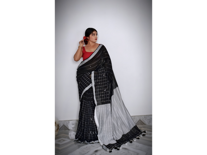 Half Check Cotton Saree