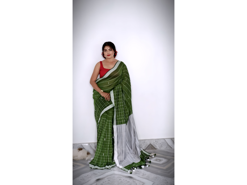 Half Check Cotton Saree