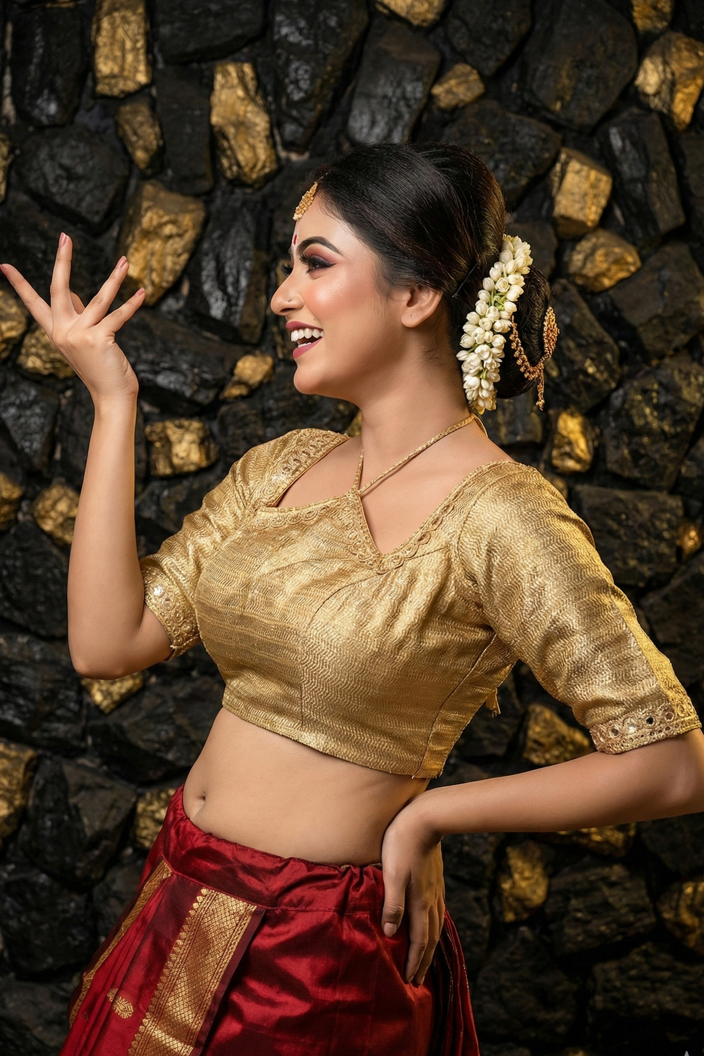 Golden Designer Silk Blouse Profile