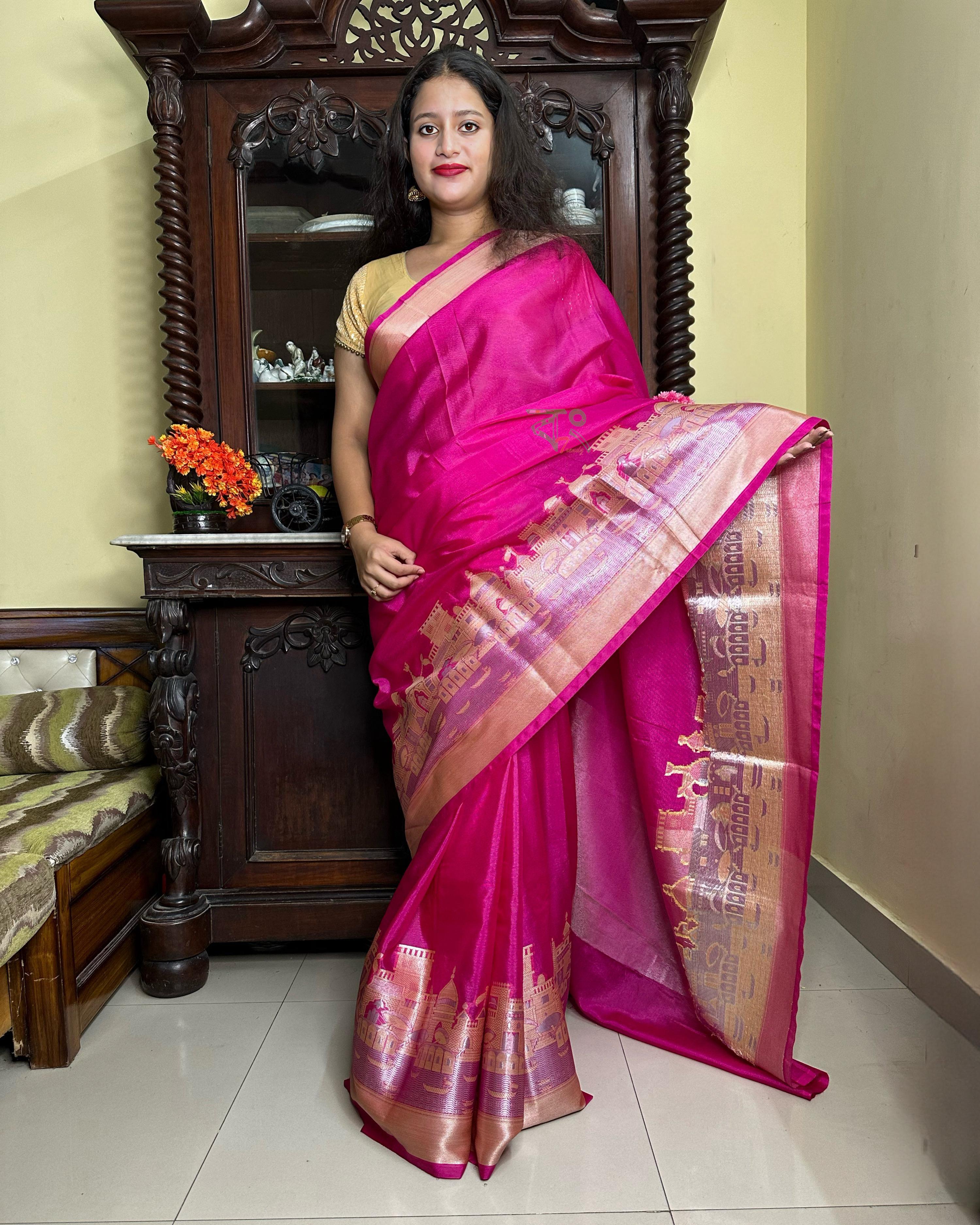 Handwoven Banarasi Ghat Warm Silk Saree