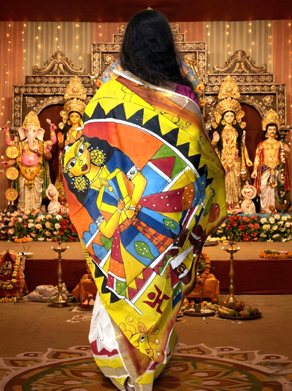 Authentic Kerala Cotton Hand Painted Saree – Kasavu Elegance