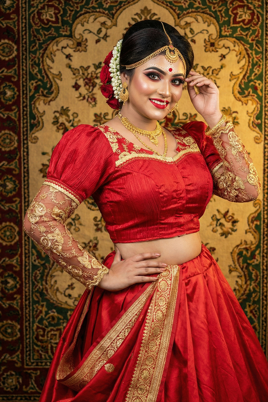 Bridal Blouse with Net Sleeve for Wedding