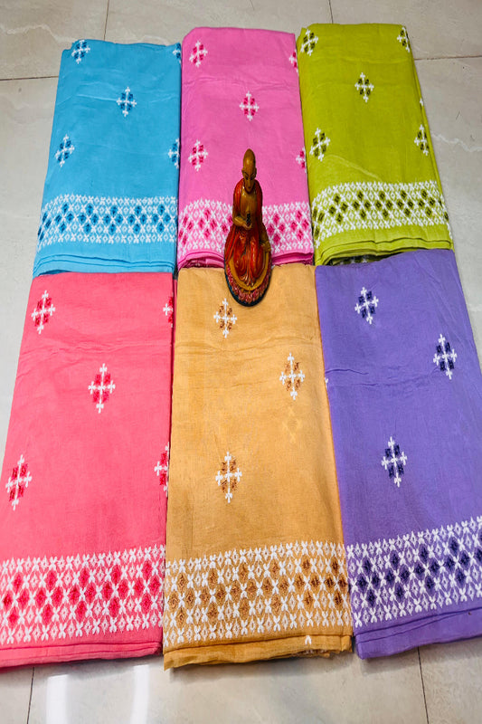 খাঁটি সুতির কাঁথা গুজরাটি স্টিচ শাড়ি