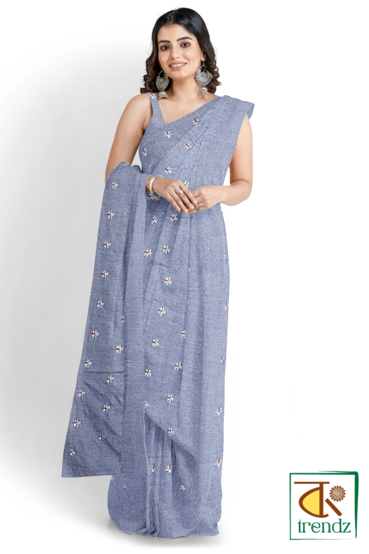 Shiuli Embroidery Cotton Handloom Saree