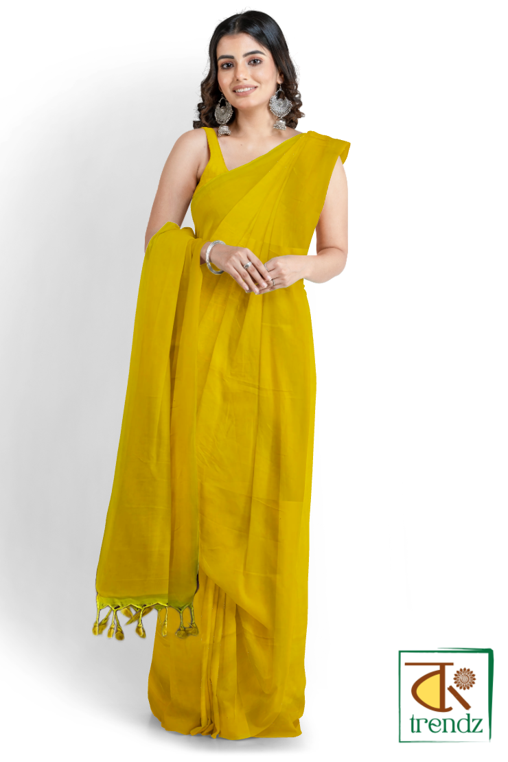 Plain Soft Cotton Handloom Saree