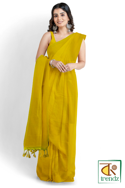 Plain Soft Cotton Handloom Saree