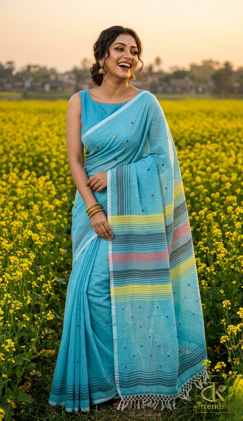 Mul Cotton Rainbow Stripe Saree