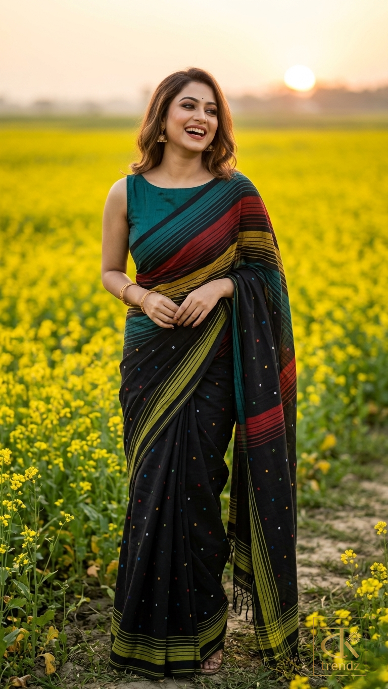 Mul Cotton Rainbow Stripe Saree
