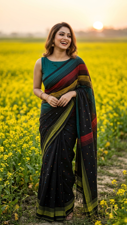 Mul Cotton Rainbow Stripe Saree