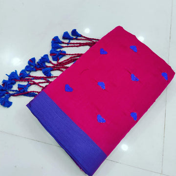 Love embroidery Soft Cotton Handloom Saree – View 8 | Bong Trendz