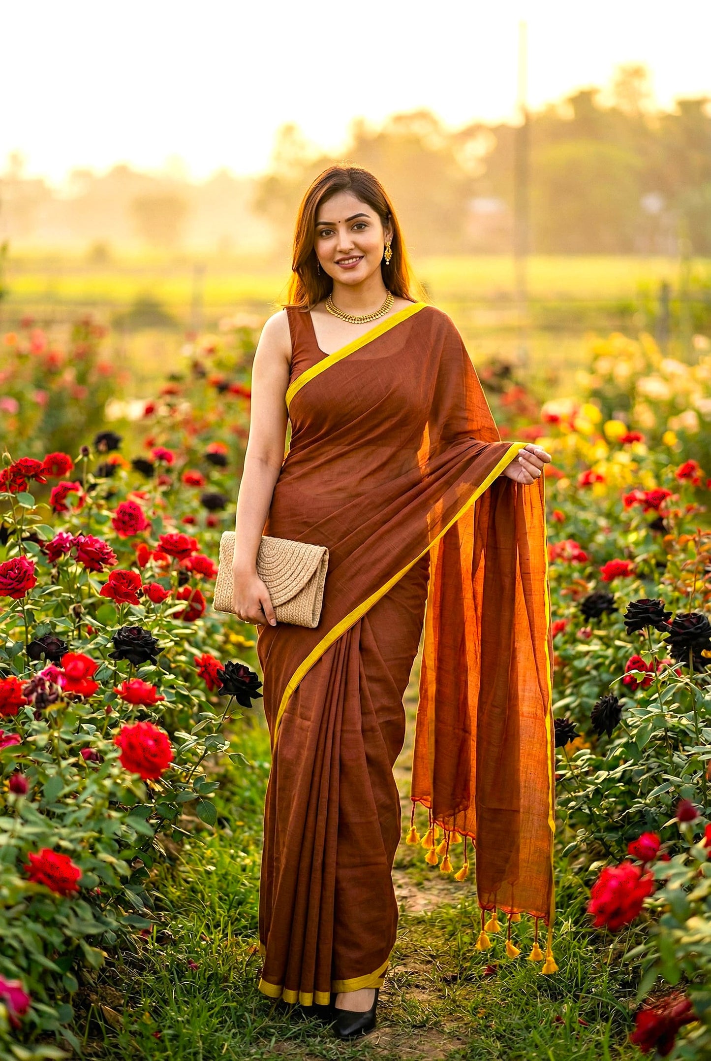 Soft Plain Mul Cotton Saree – Buy Online
