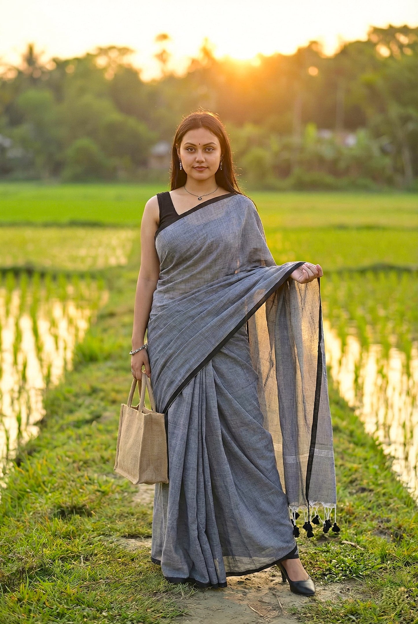 Soft Plain Mul Cotton Saree – Buy Online