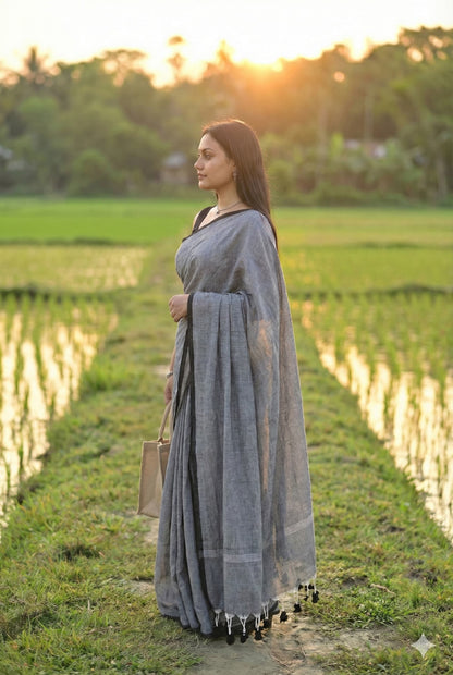 Soft Plain Mul Cotton Saree – Buy Online