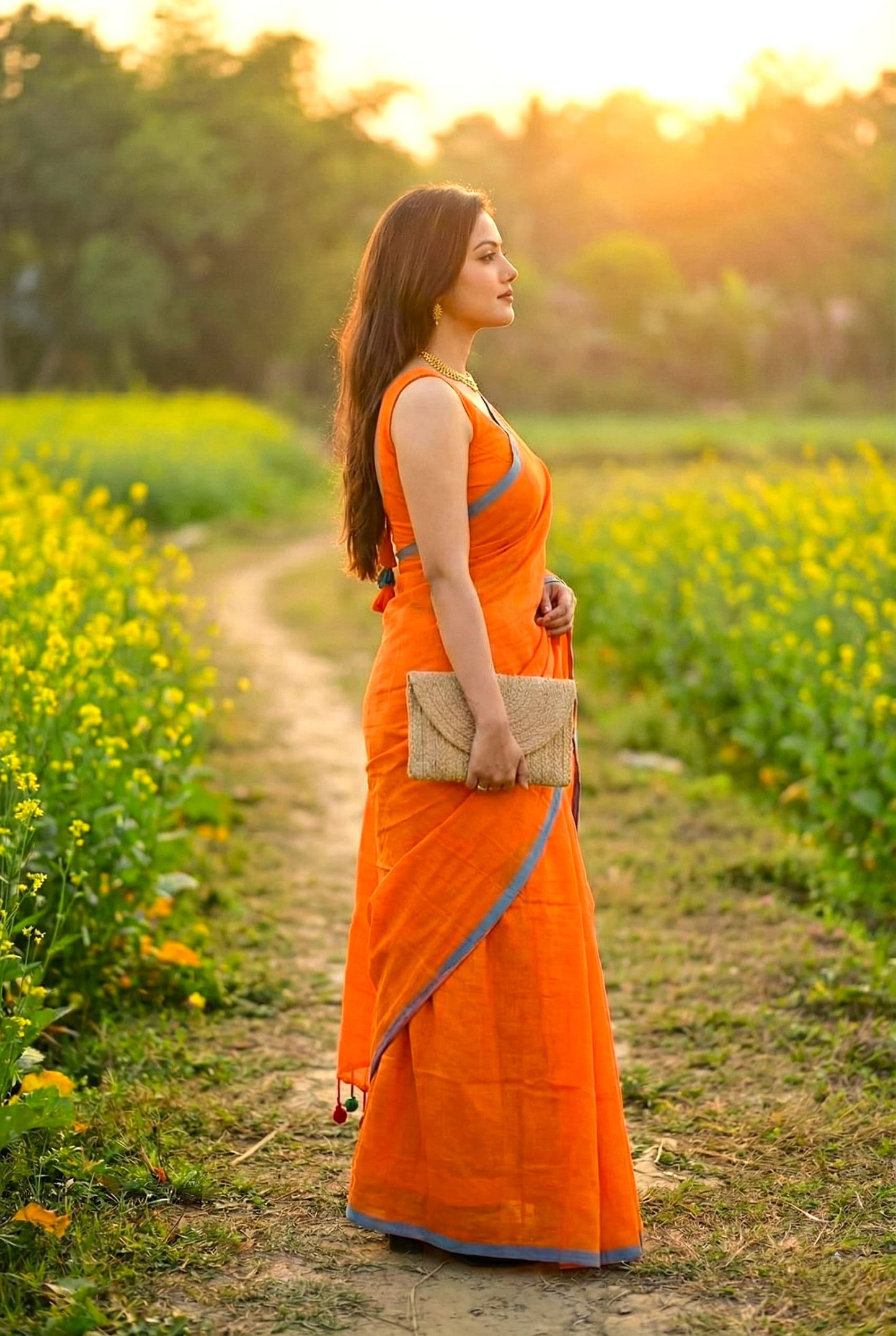 Soft Plain Mul Cotton Saree – Buy Online