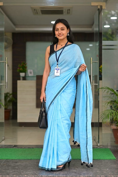 Soft Plain Mul Cotton Saree – Buy Online