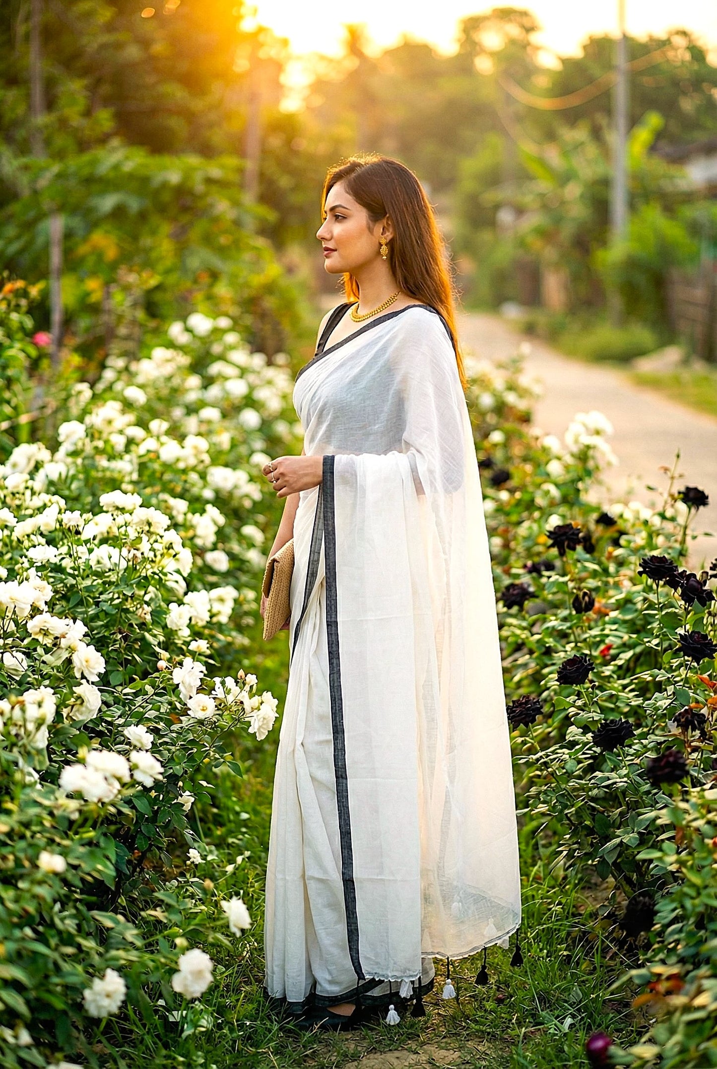 Soft Plain Mul Cotton Saree – Buy Online