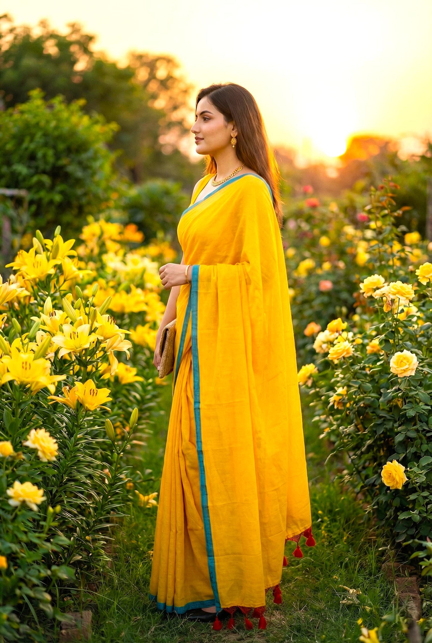 Soft Plain Mul Cotton Saree – Buy Online