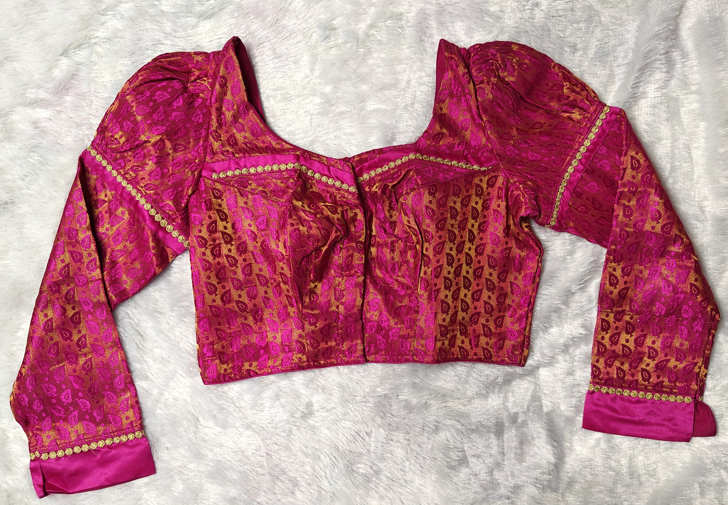 Pink Silk Bridal Blouse full sleeves Front Original Picture