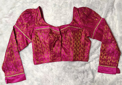 Pink Silk Bridal Blouse full sleeves Front Original Picture