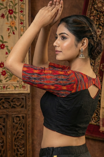 Rangamati Boat Neck Cotton Fusion Blouse – Size 36 | Cotton Designer Blouse | Bong Trendz